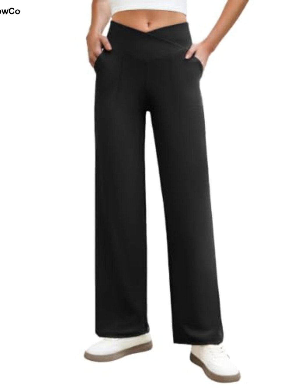 Wide Leg Yoga Pants with Pockets High Waist Crossover Lounge Pants Stretchy